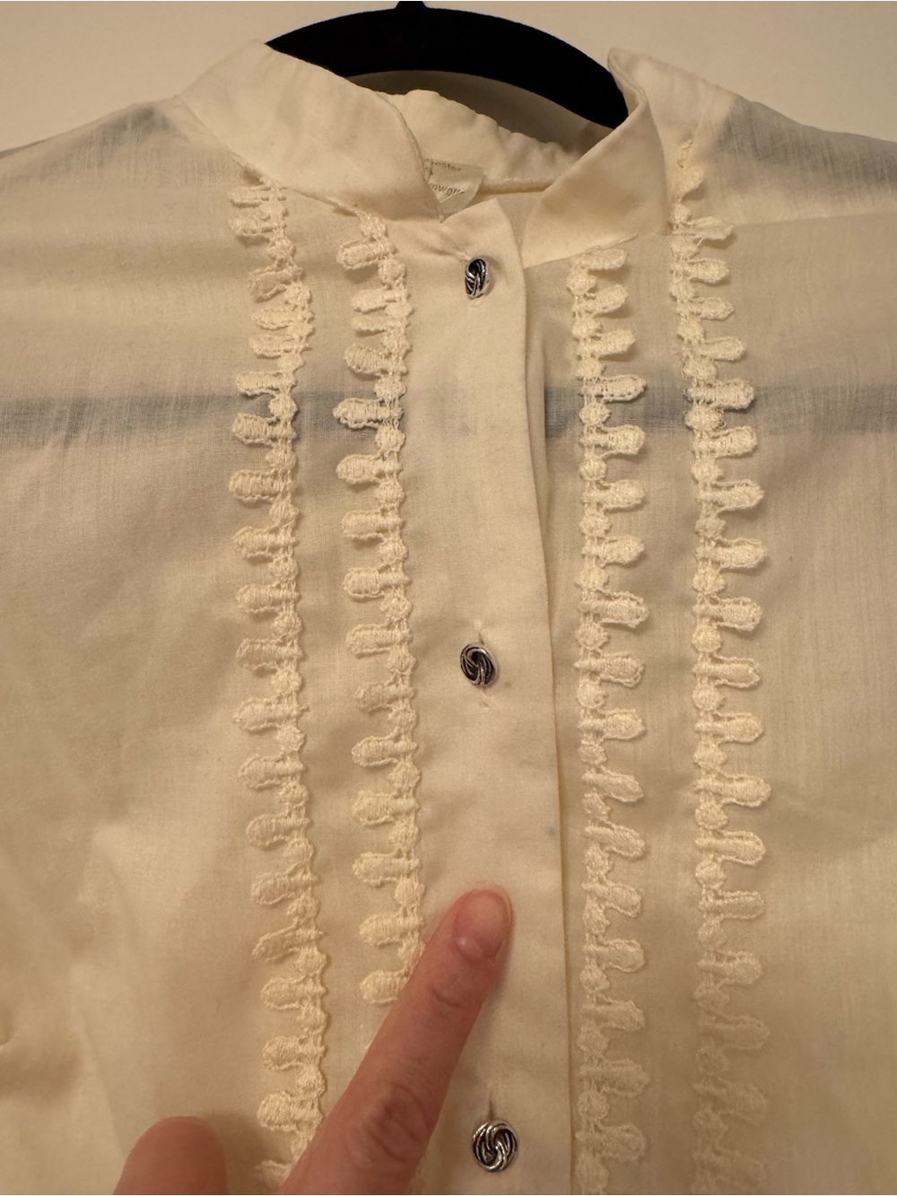 Women’s Cream Ruffle-Trim Button Front Top - Picture 2 of 3
